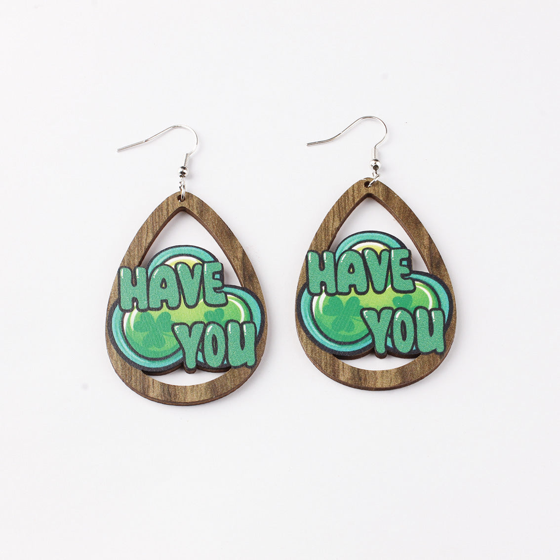 Wholesale Carnival Printed Wooden Drop Earrings