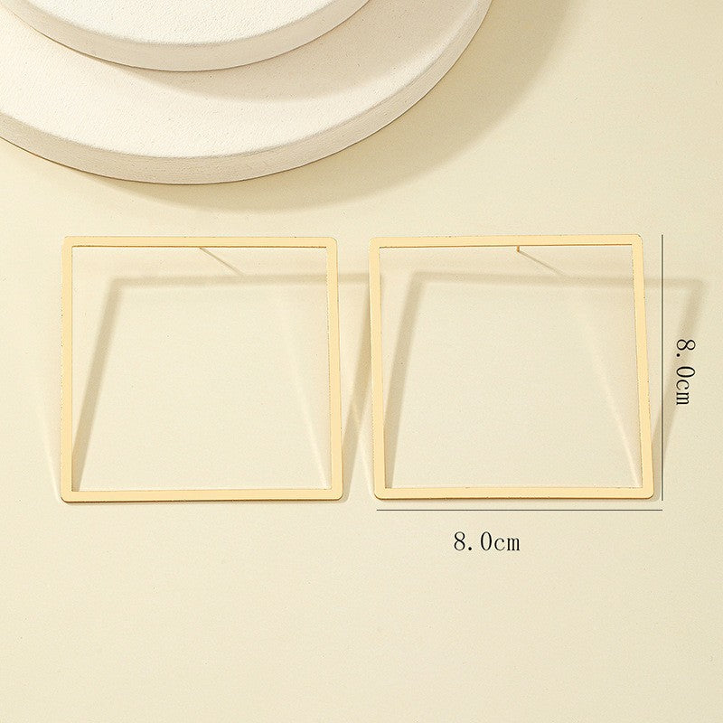 Wholesale Metal Oversized Rectangular Frame Alloy Earrings