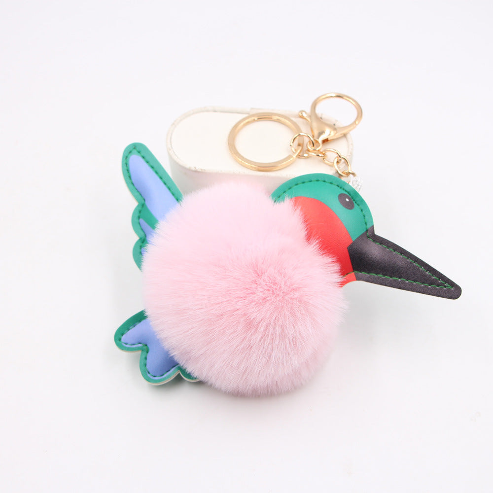 Wholesale Trendy Hummingbird Plush Bag Charm Dark Green Alloy Keychain Boutique Resale Accessory