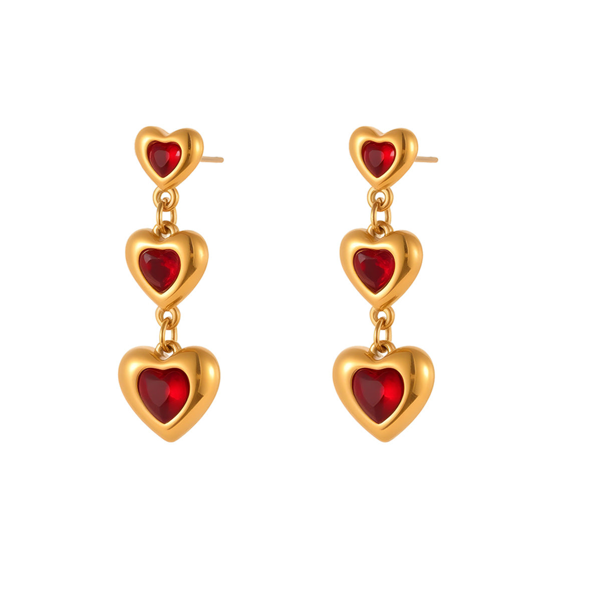 Wholesale  Heart-shaped Zircon Stainless Steel Earrings