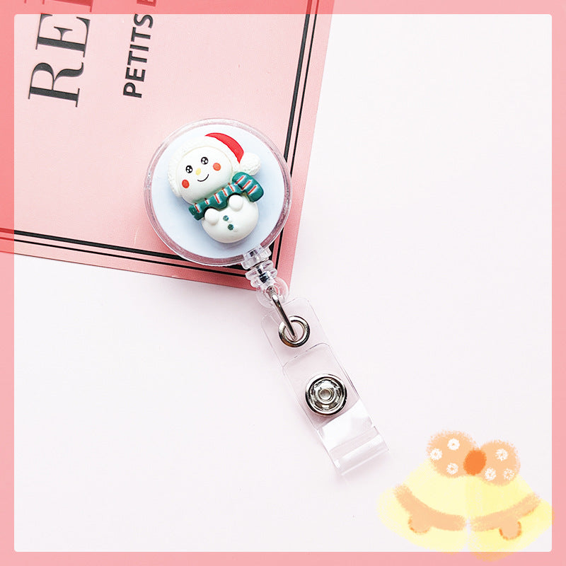 Wholesale 5pcs Cute Christmas Transparent Back Cartoon Creative Chest Badge Work Badge Student Rally Buckle Anti Loss Keychains