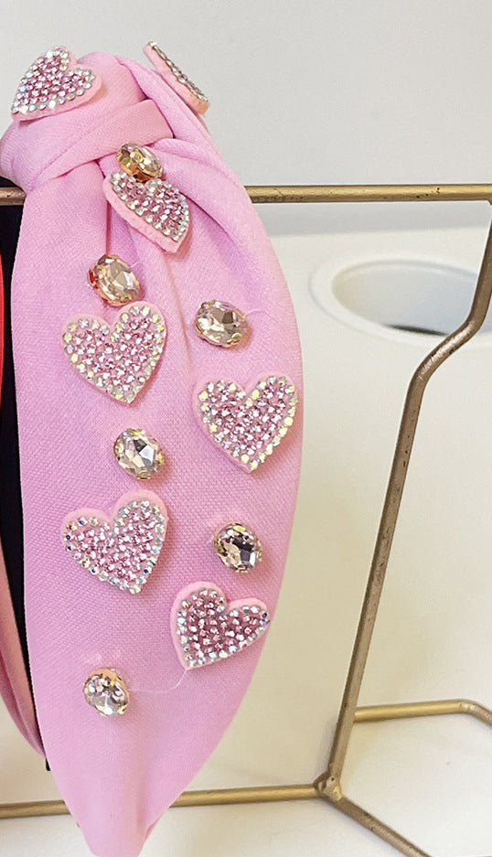 Wholesale Valentine's Day rhinestone love knot hairband