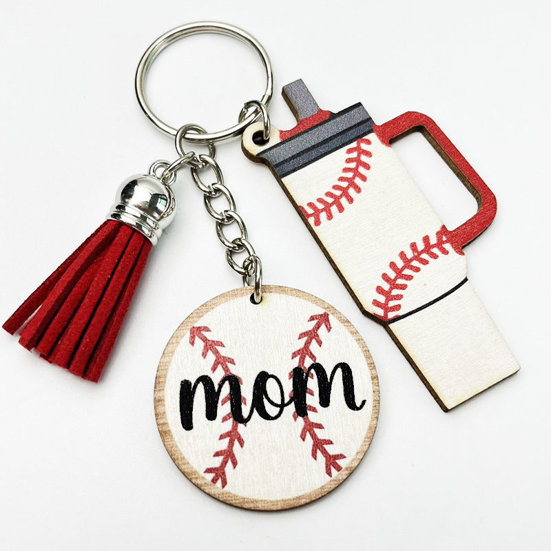 Wholesale 2pcs Sports Mother's Day Football Basketball Tassel Keychain