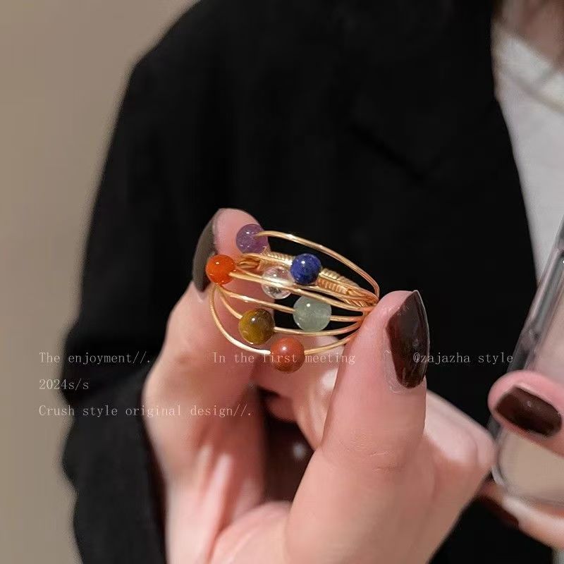 Wholesale Women's Retro Colored Tourmaline Planet Ring