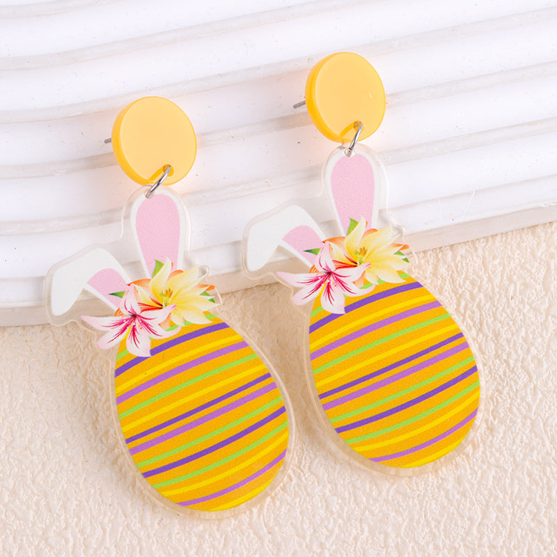Wholesale Easter Rabbit Radish Chicken Acrylic Printed Earrings