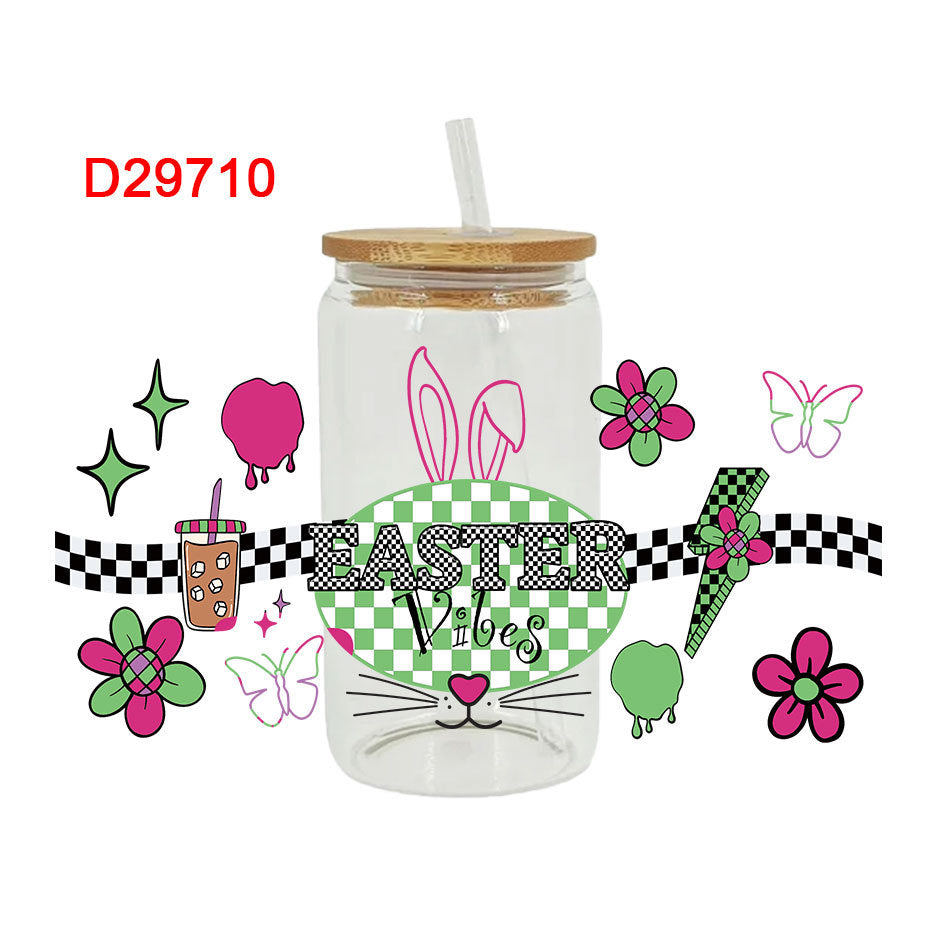 Wholesale Colorful Cartoon Bunny 16oz Cup UV DTF Wraps