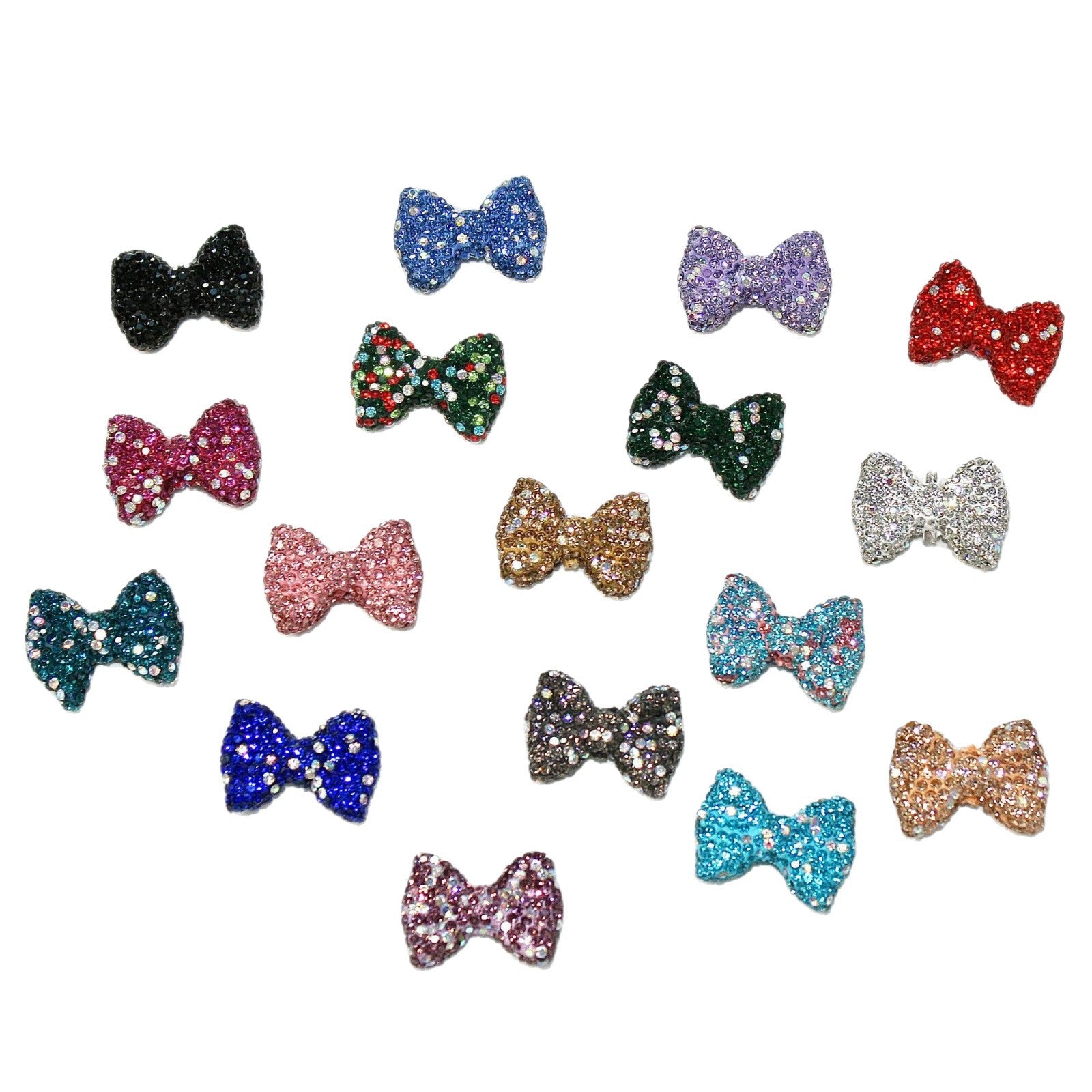 Wholesale 10pcs Two-color sparkling diamond bowknot Crystal Beads