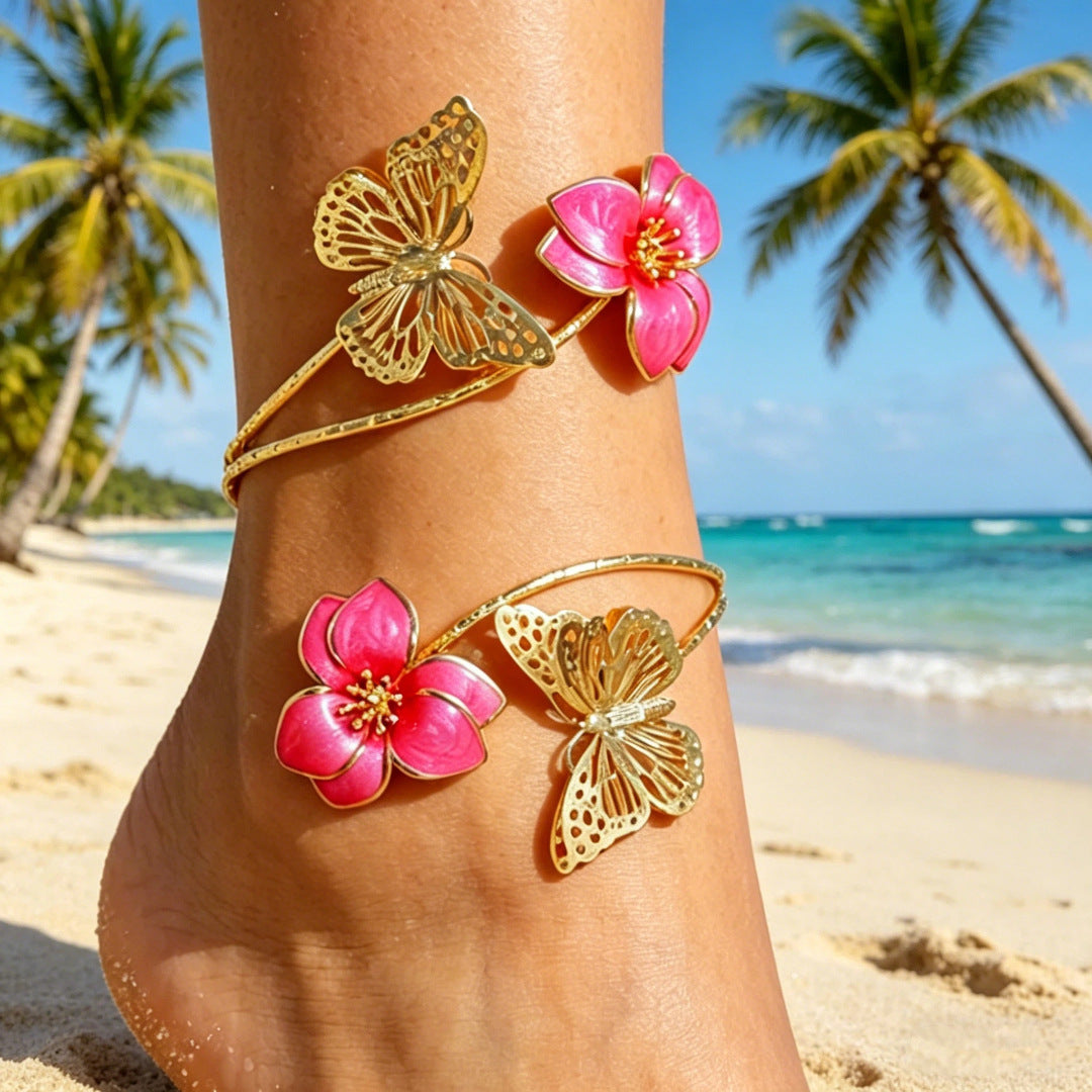 Wholesale Bohemian Ocean Anklet Set With Starfish Shell And Imitation Pearls Beach Vacation Fashion Accessory