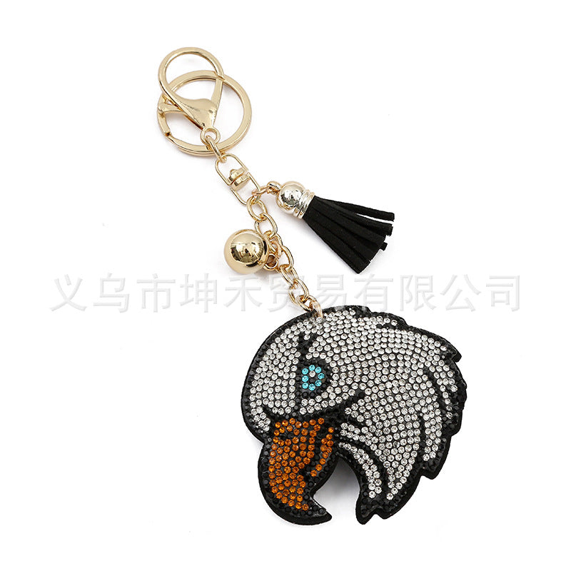 Wholesale Velvet Eagle Head Hot Diamond Keychains