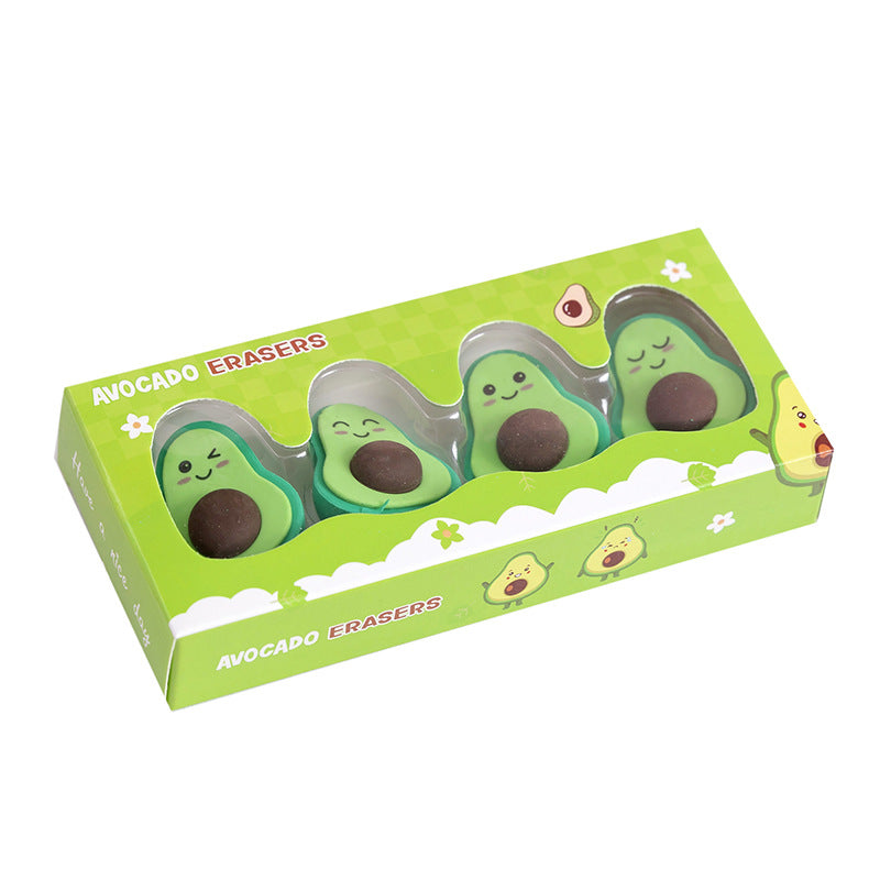 Wholesale Cute Expression Avocado Box TPR Rubber Set
