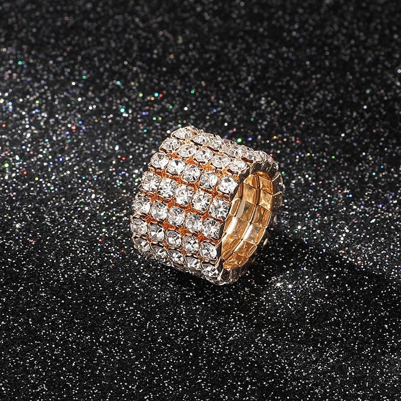 Wholesale multi row diamond rings Rhinestone Rings