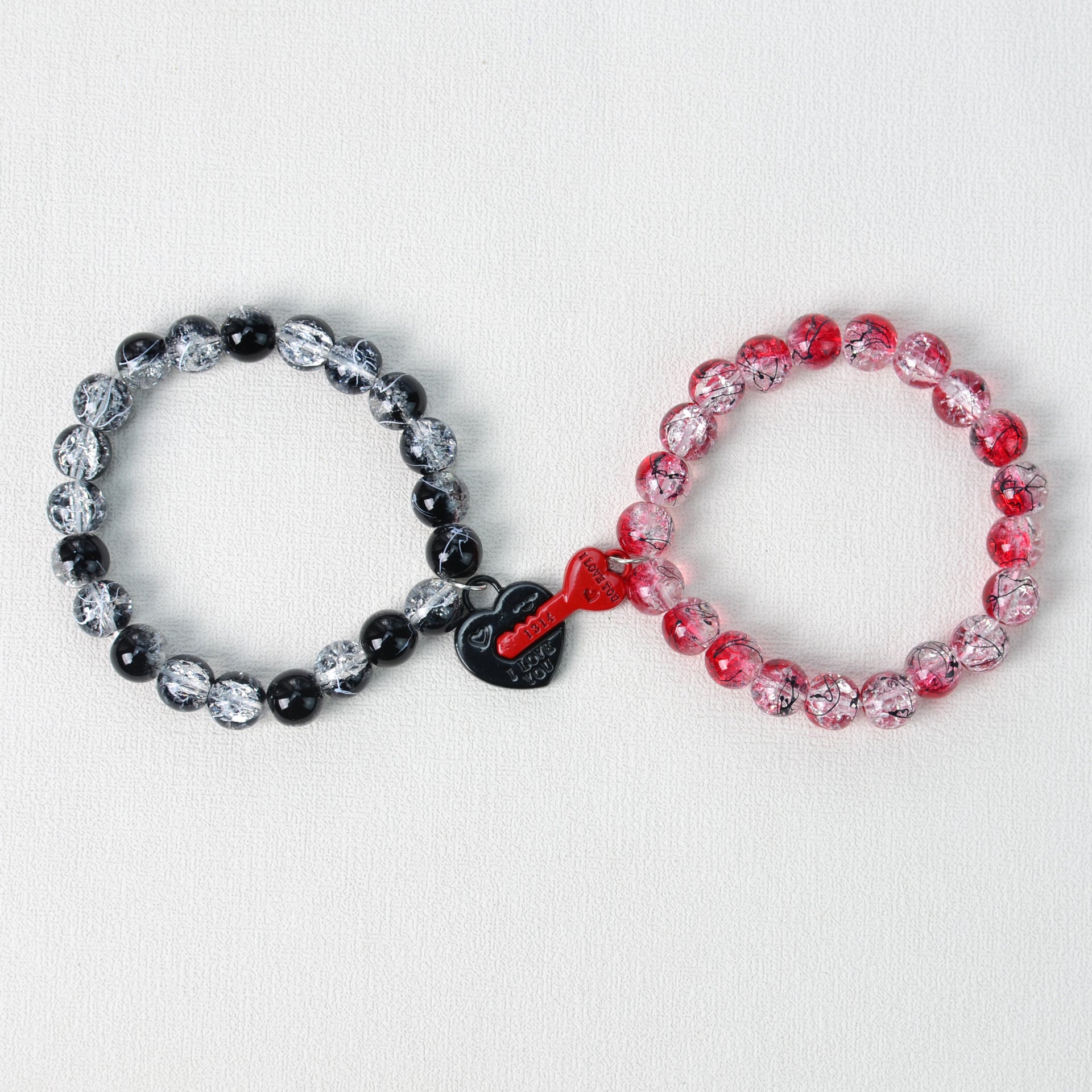 Wholesale 8mm Jade-Like Double-Layer Explosion Glass Straight Hole  Bracelet