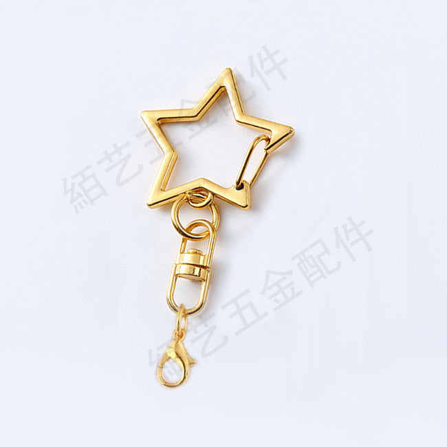 Metal DIY Five-pointed Star Clip Keychain