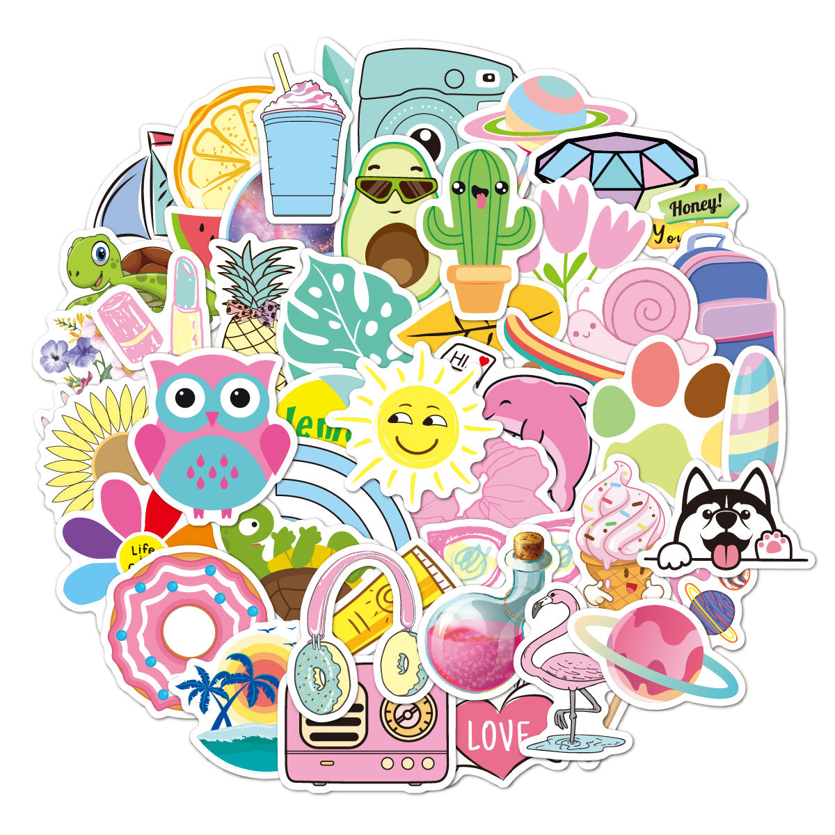 Wholesale 50pcs/pack Small Cute Cartoon Graffiti Stickers with Adhesive Stickers