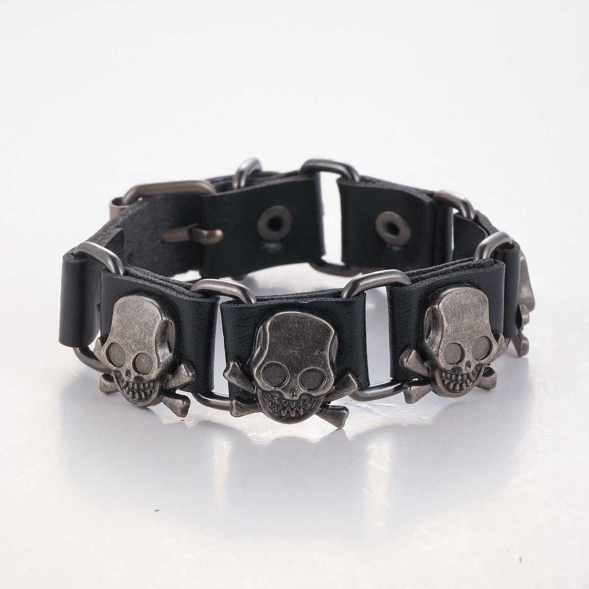 Wholesale Punk Leather Alloy Skeleton Men's Bracelets