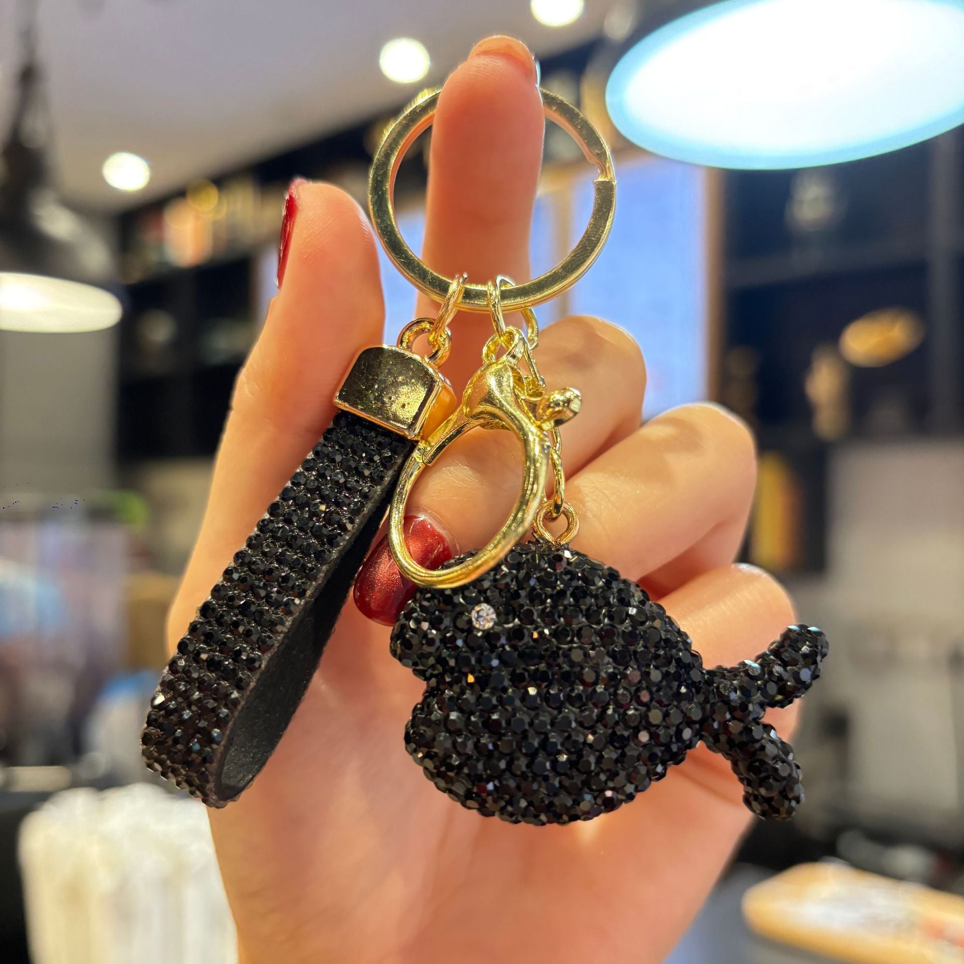 Wholesale Cute Full Rhinestone Multicolor Small Fish Keychain