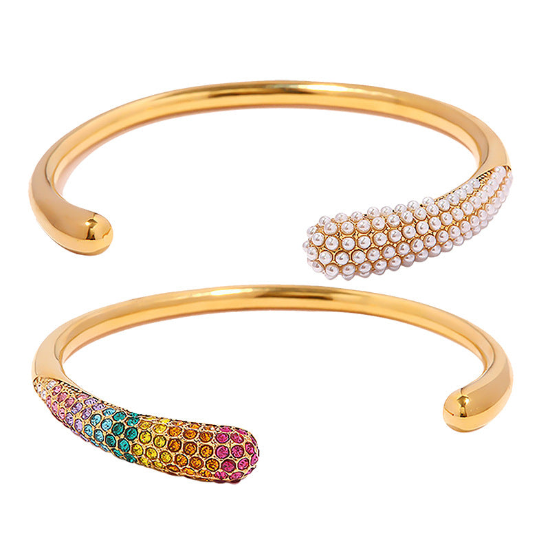 Wholesale Colored Diamond Titanium Steel Gold-plated Bracelets