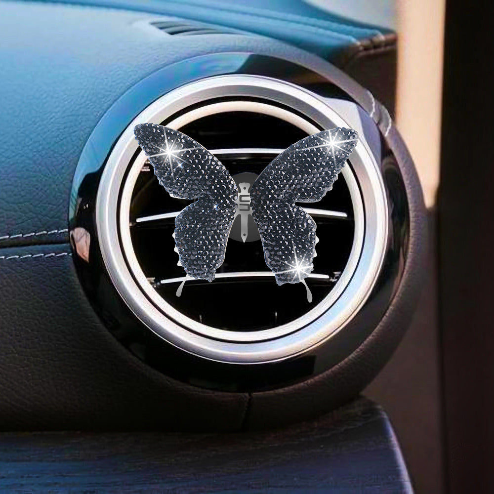 Wholesale Automobile Perfume Clip Bingbing Butterfly Inlaid Diamond Air Conditioner Outlet