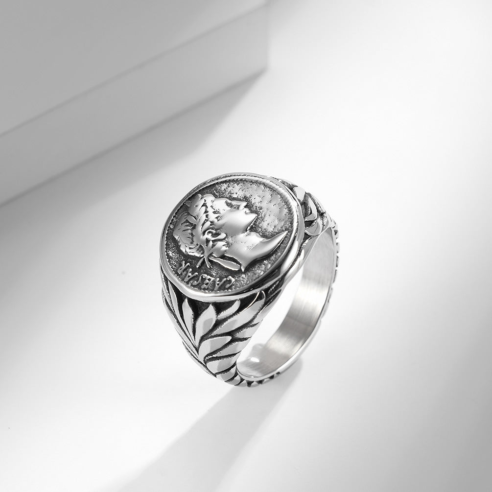 Wholesale Vintage coin portrait stainless steel ring