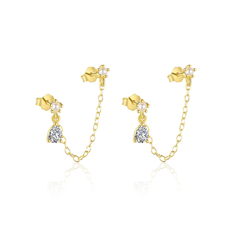 Wholesale Geometric Water Drop Zircon Earrings Ear Studs