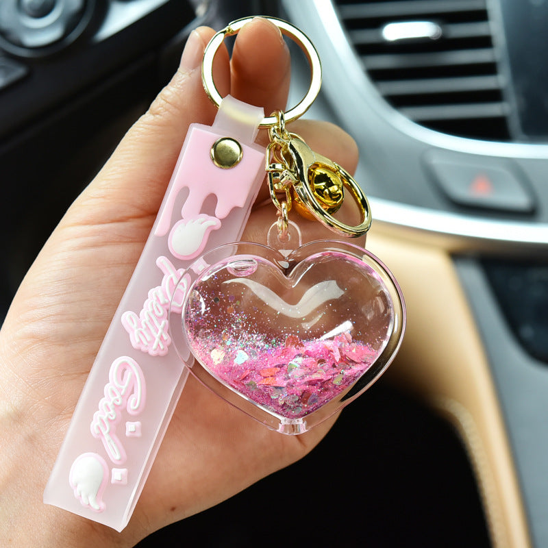 Wholesale Quicksand Love Acrylic Keychain