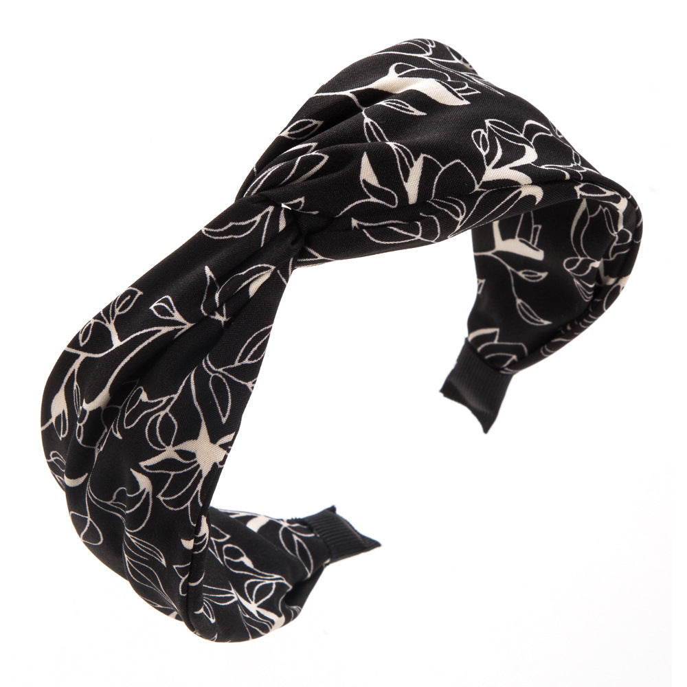 Wholesale Fabric Printed Cross-hairband Fashion All-match Wide-brimmed Headband Bohemian Style Elegant Hair Accessories