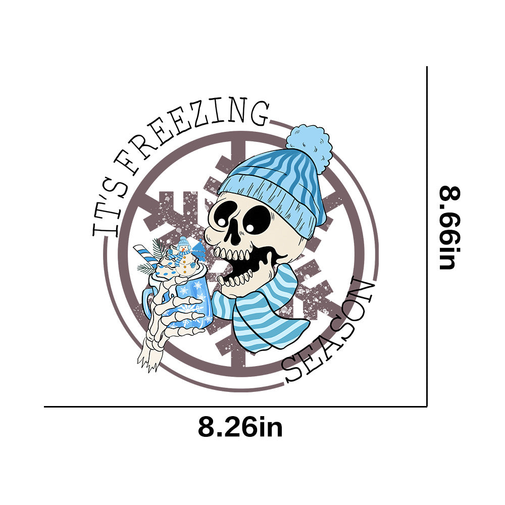 Wholesale 10pcs/pack Winter snowflake white ink heat transfer sticker for clothing  UV DTF ready-to-use transfer stickers