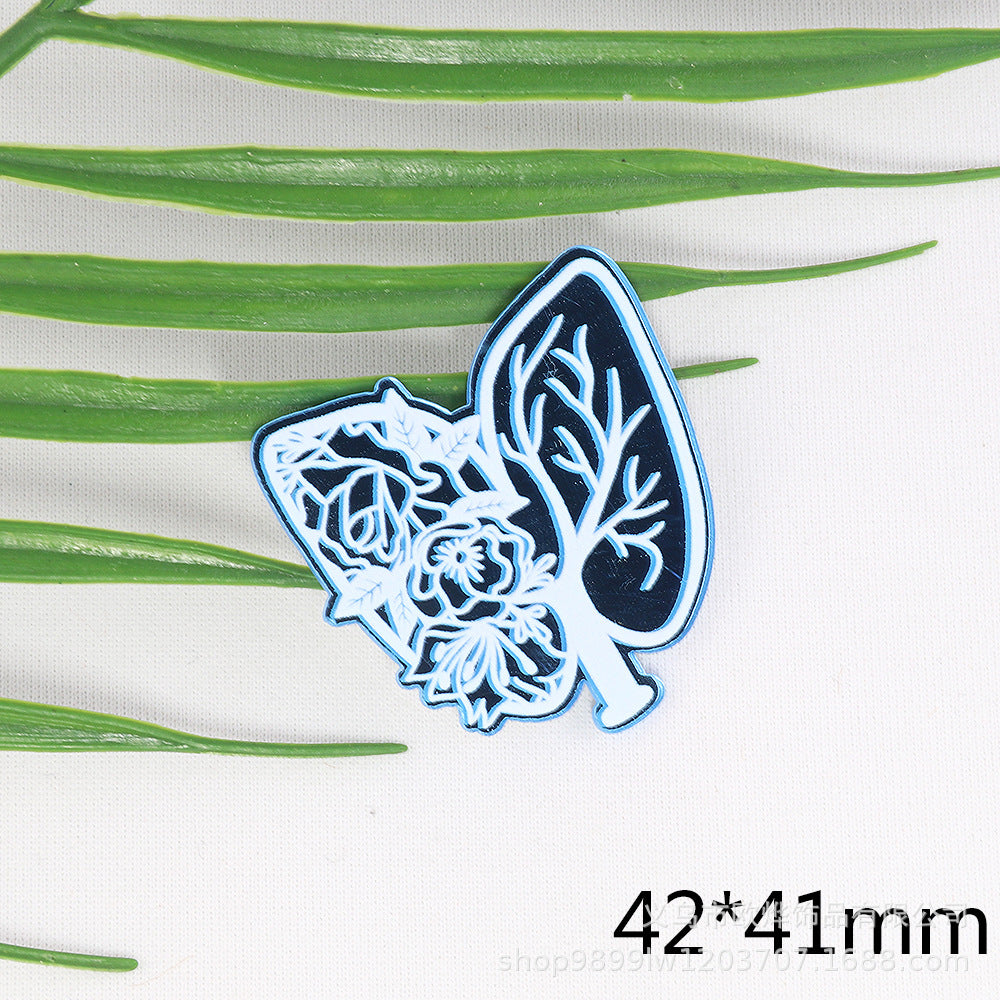 Wholesale 10pcs Powder Blue Double Mirror Acrylic Skull Organ DIY Patch Accessories