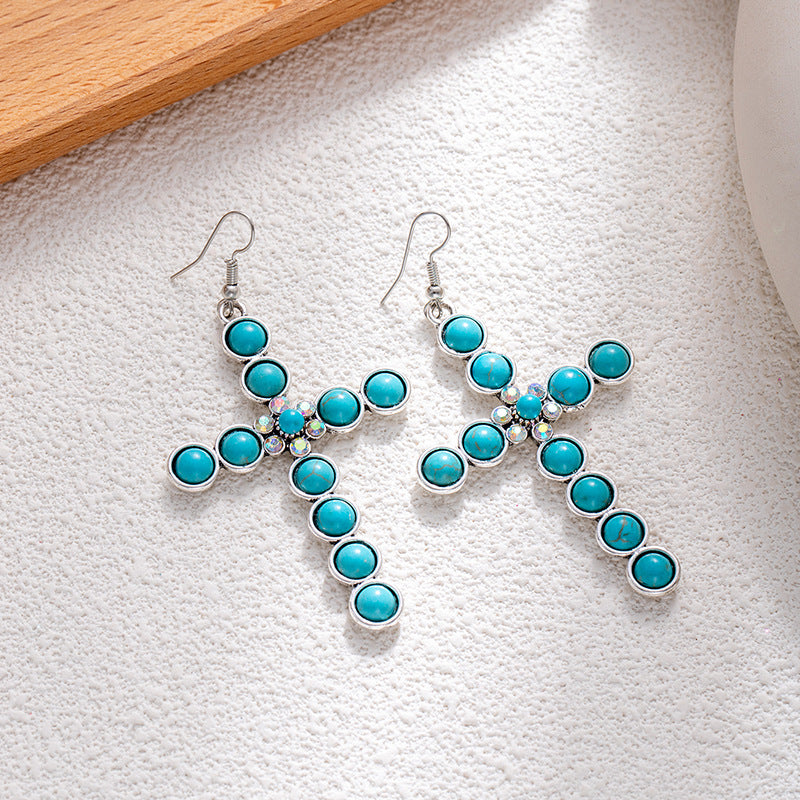 Wholesale Bohemian style turquoise flower earrings