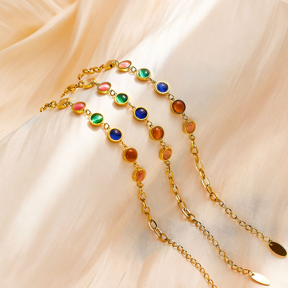 Wholesale Stainless Steel Colored Opal Titanium Steel Bracelet