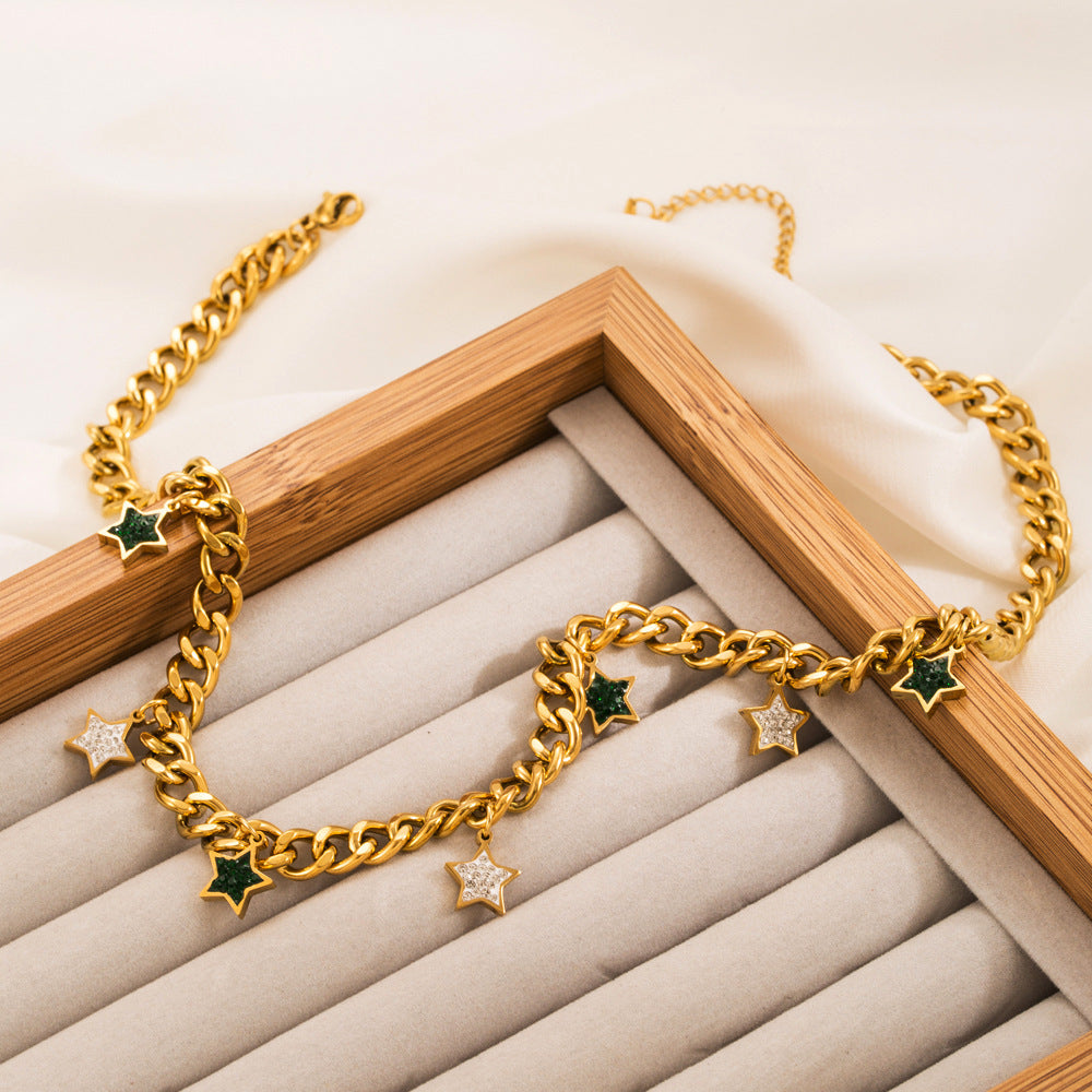 Wholesale Premium Stainless Steel Devil's Eye with Water Drop Diamond Clavicle Chain Trend Titanium Steel Necklace