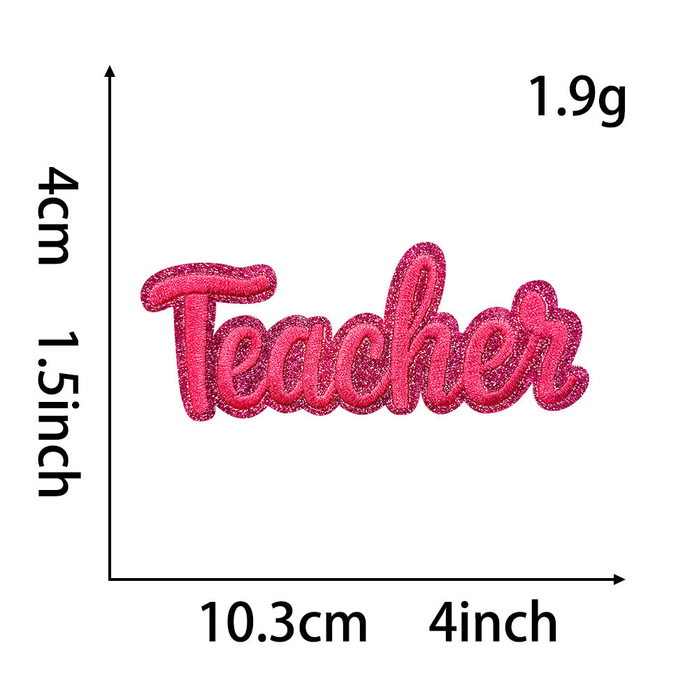 Wholesale Glitter Embroidered Patch Blackboard Book Design Teacher Gift DIY Iron On Applique
