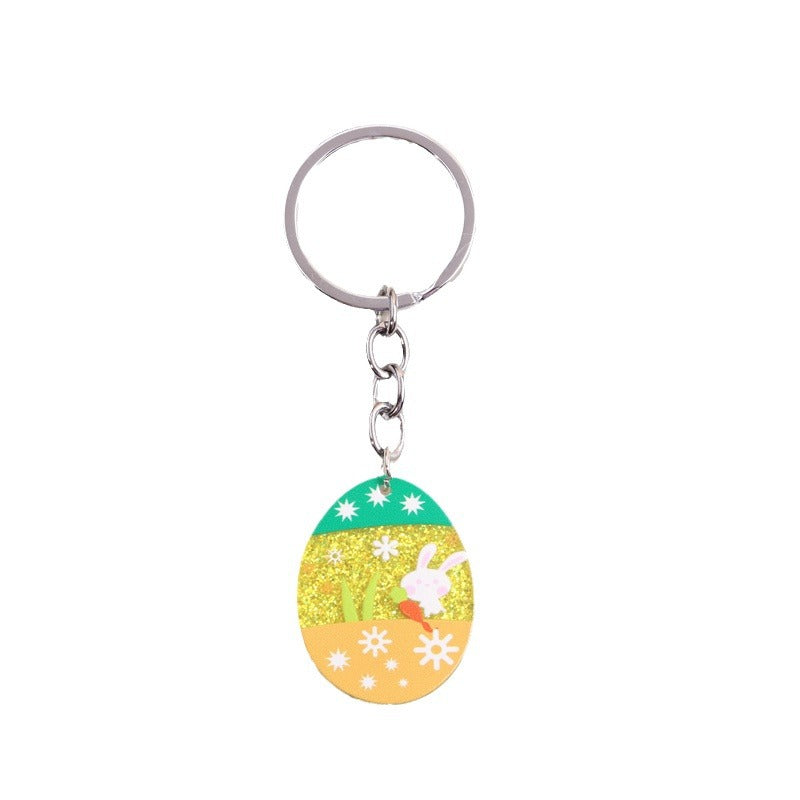 Wholesale Easter Eggs, Acrylic Colored Floral Rabbit Keychains