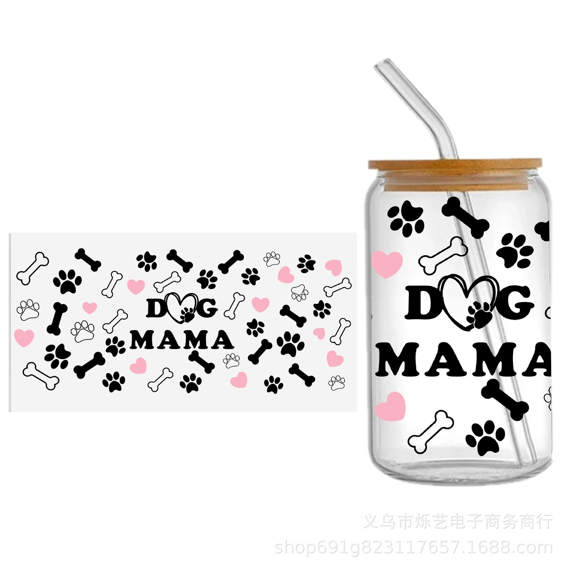 Wholesale cute Cat Animal Series 16oz Cup UV DTF Wraps