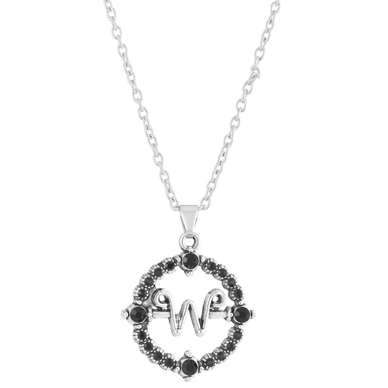 Wholesale Wednesday Necklace Cut-out Round Letter W Pendant