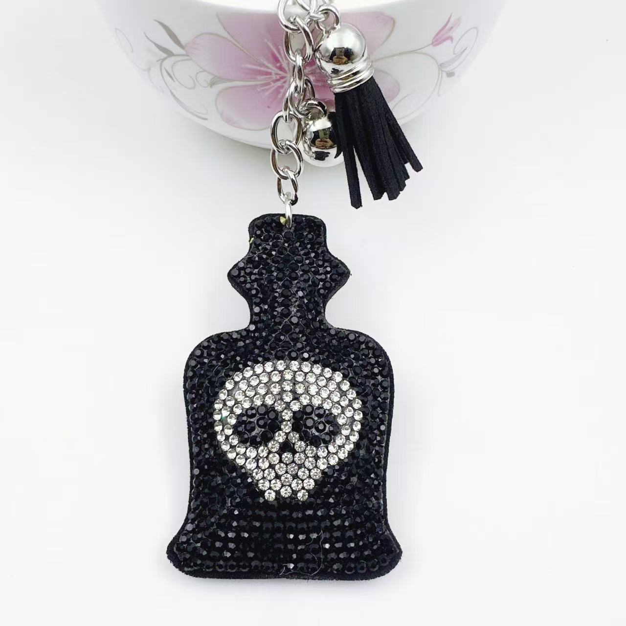 Wholesale Rhinestone Skull Keychain  Ghost Design Bag Charm Stylish Gift For Keys