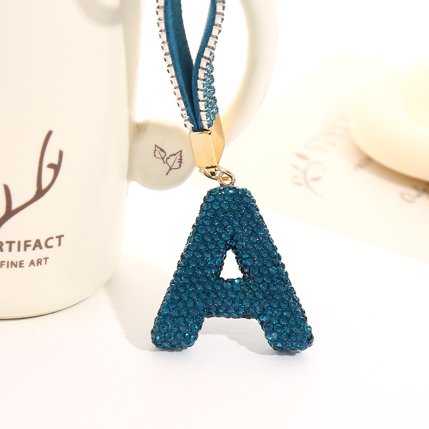 Wholesale Full Diamond Letter A Glass Keychain