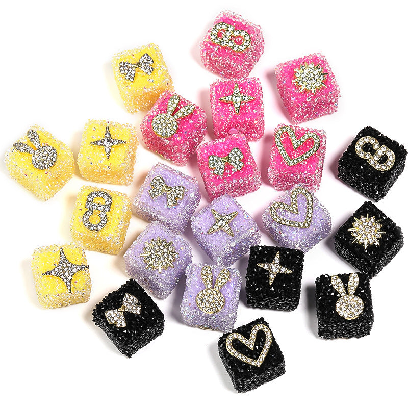 Wholesale  5pcs Colorful soft candy double-sided heart bow Acrylic Beads