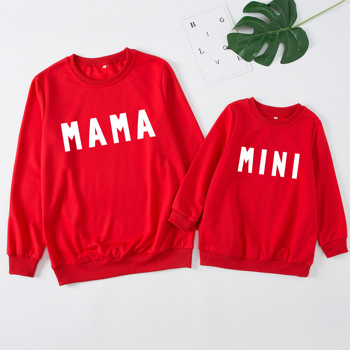 Wholesale Cotton Letter Printed Round Neck Mother and Daughter Hoodies