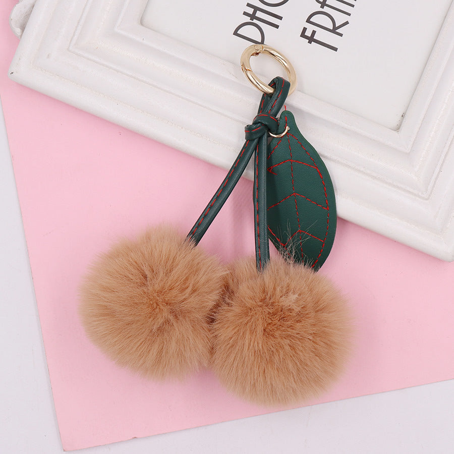 Wholesale Fruit Cherry Hairy Ball Book Bag Pendant Car Keychains