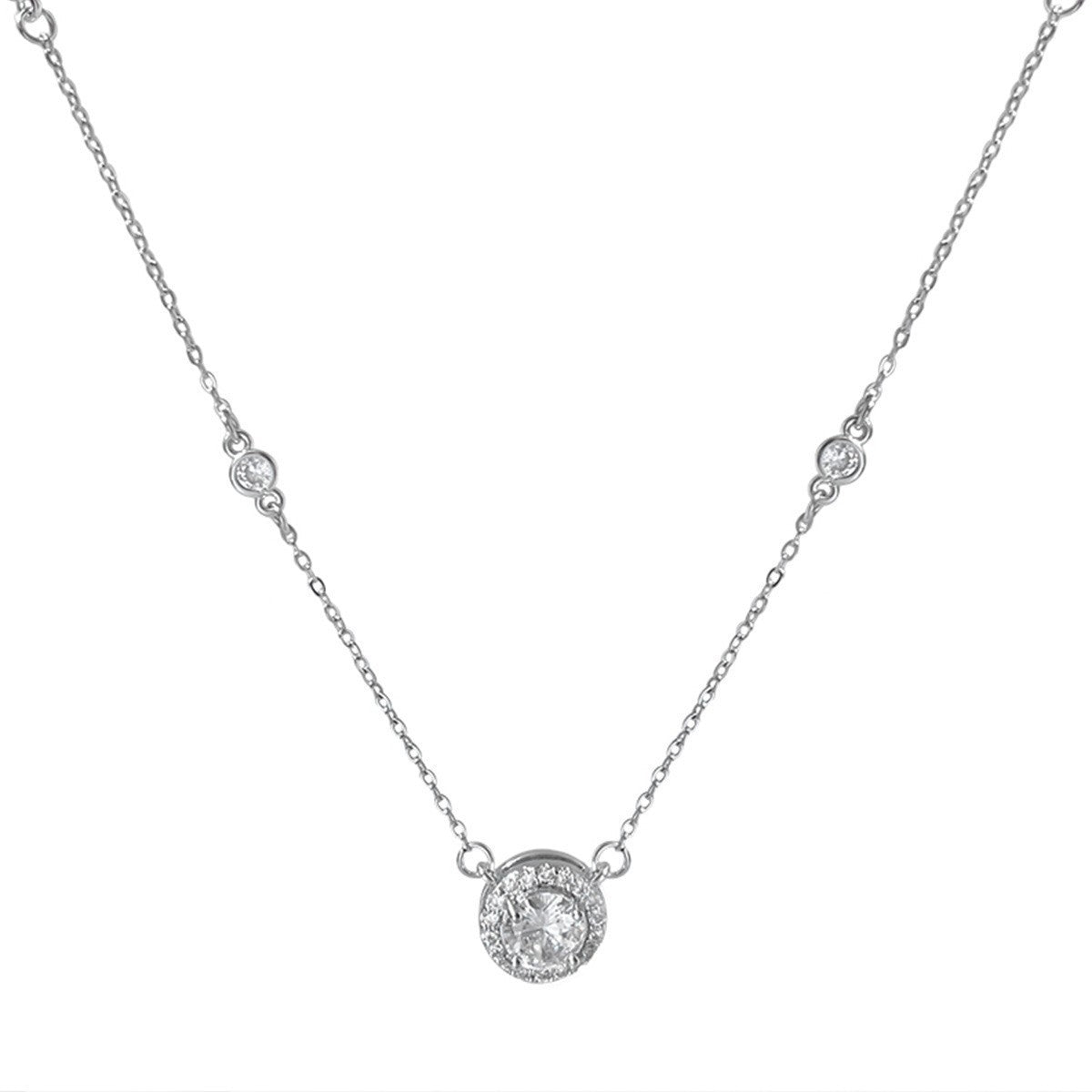 Wholesale Valentine' s Day pink diamond heart zircon necklace