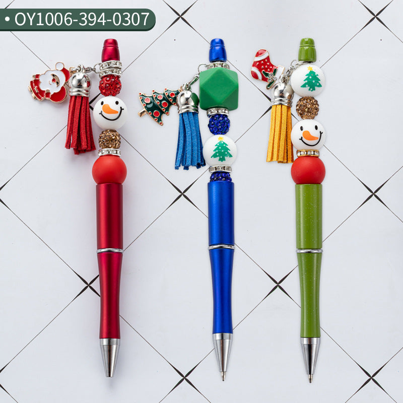 Wholesale Christmas Tassel Silicone Handmade Bead Pen Ballpoint Pen