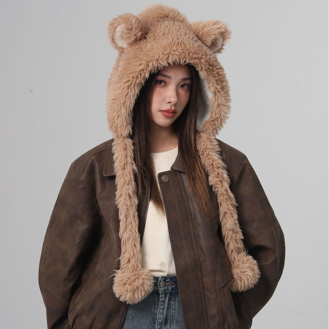 Wholesale Autumn Winter Plush Bear Ears Hat