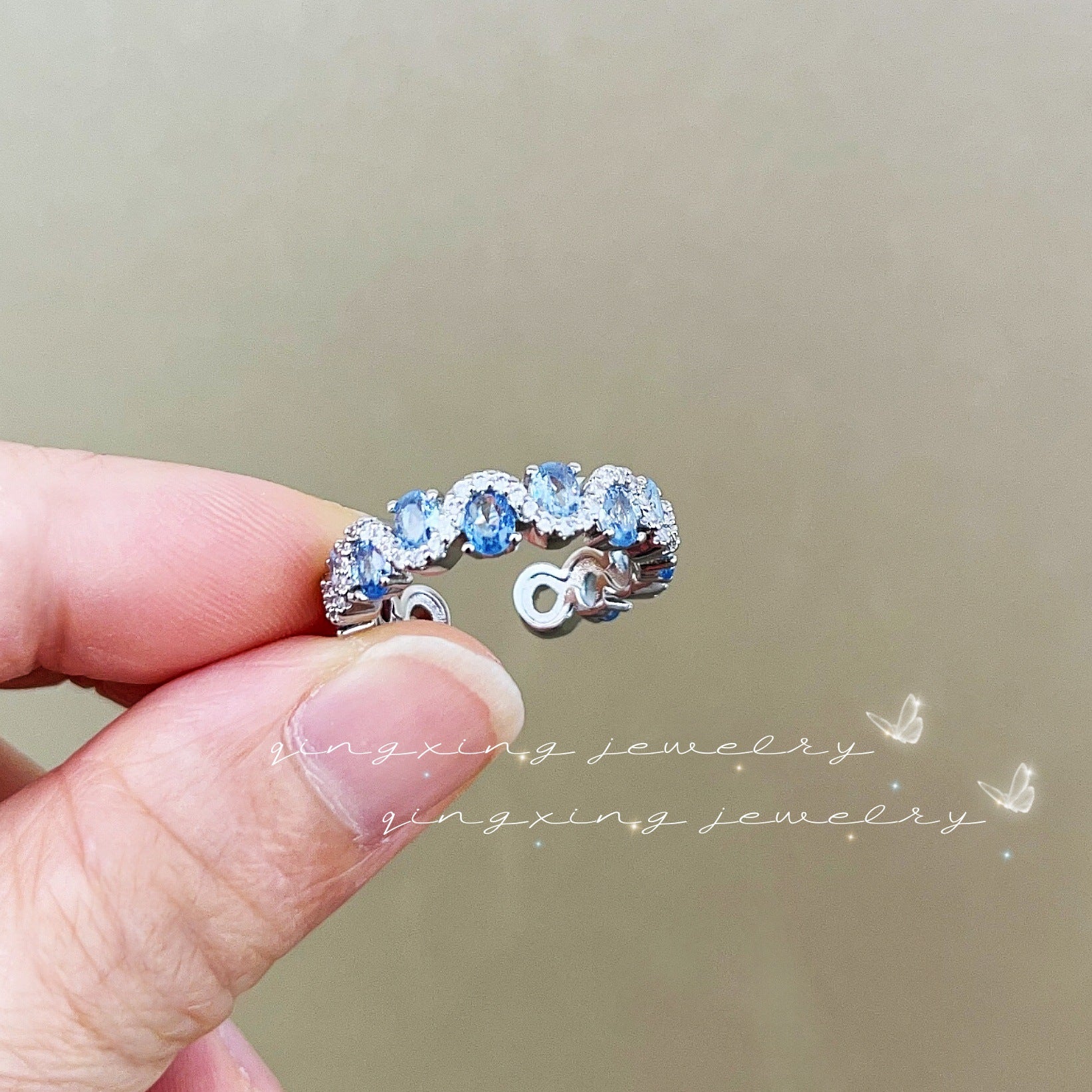 Wholesale Colorful Ring with Red Ruby and Zircon Adjustable Open Ring