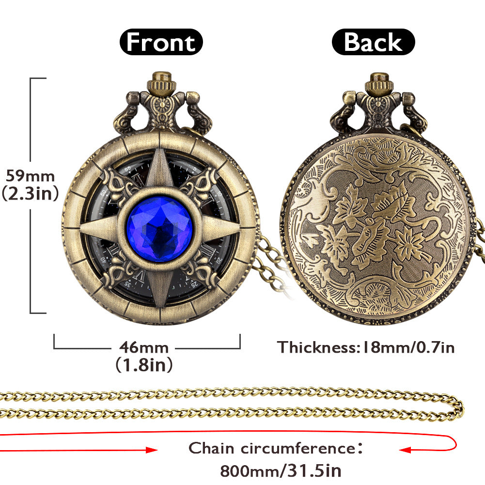 Wholesale Quartz Movement Bronze Hollow Inlaid Semicircular Haoshiqing Antique Pocket Watch