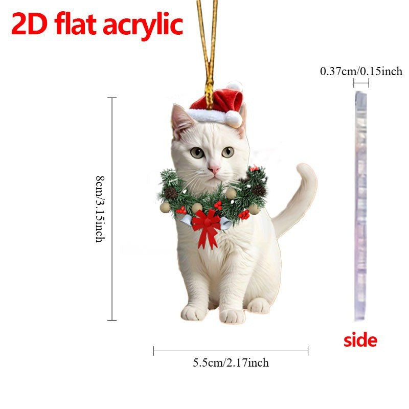 Wholesale Christmas Wreath Cat Style Acrylic Decorative Pendant