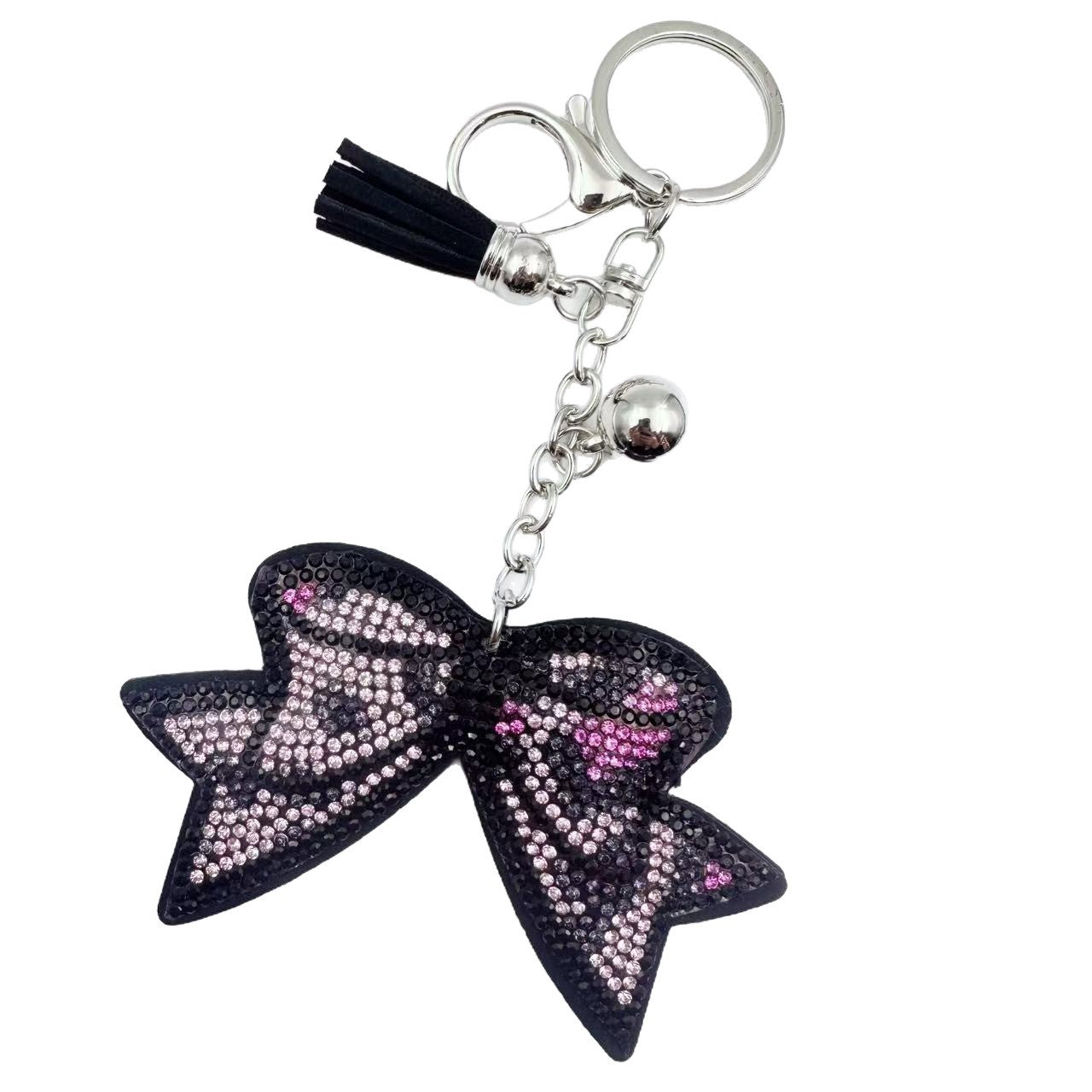 Wholesale 6pcs Creative Diamond Leopard Print Keychain