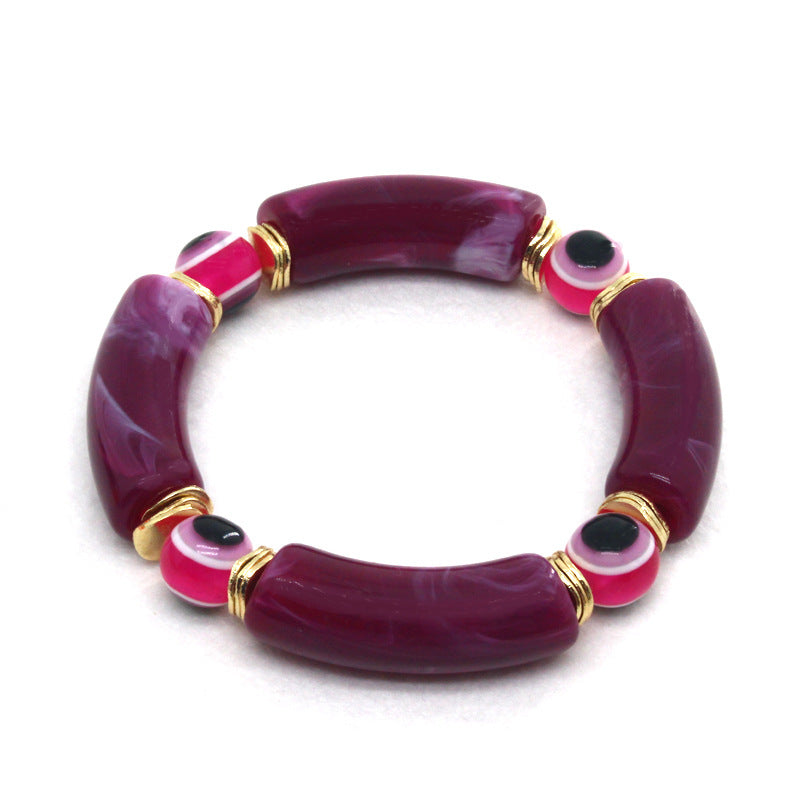 Cuentas de ojo del diablo al por mayor colorido pulsera de estiramiento del tubo de codo de resina