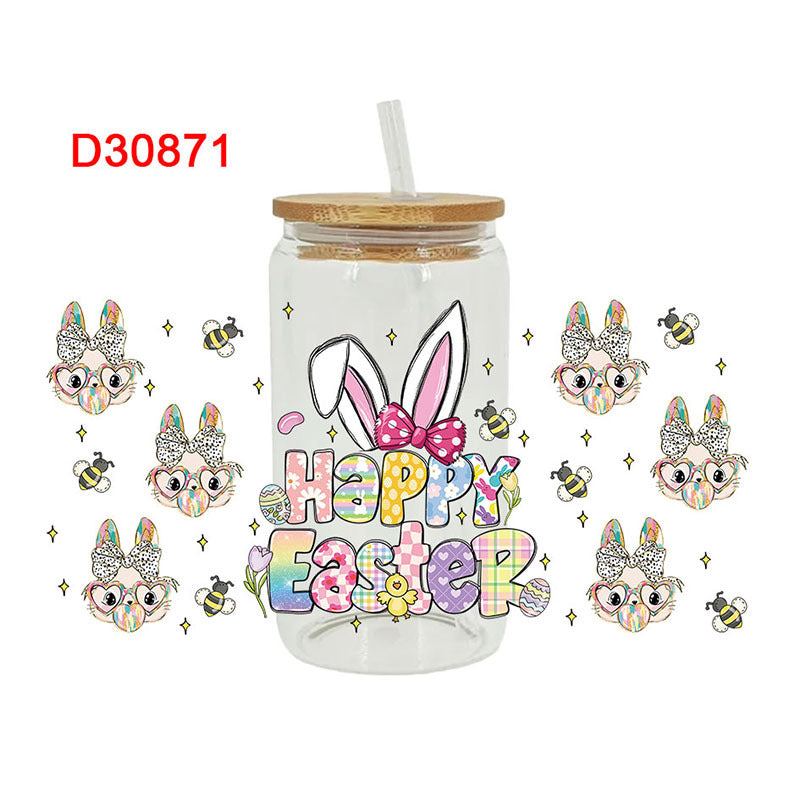 Wholesale Cute Easter Colorful Egg Rabbit 16oz Cup UV DTF Wraps