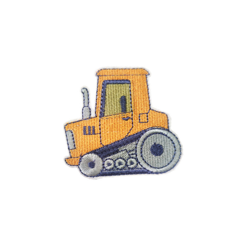 Wholesale Excavator Cartoon Embroidered Patch Polyester Iron On Sewing Craft Clothing Decoration Boutique Resale Accessory